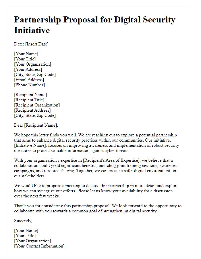 Letter template of digital security initiative for partnership proposal