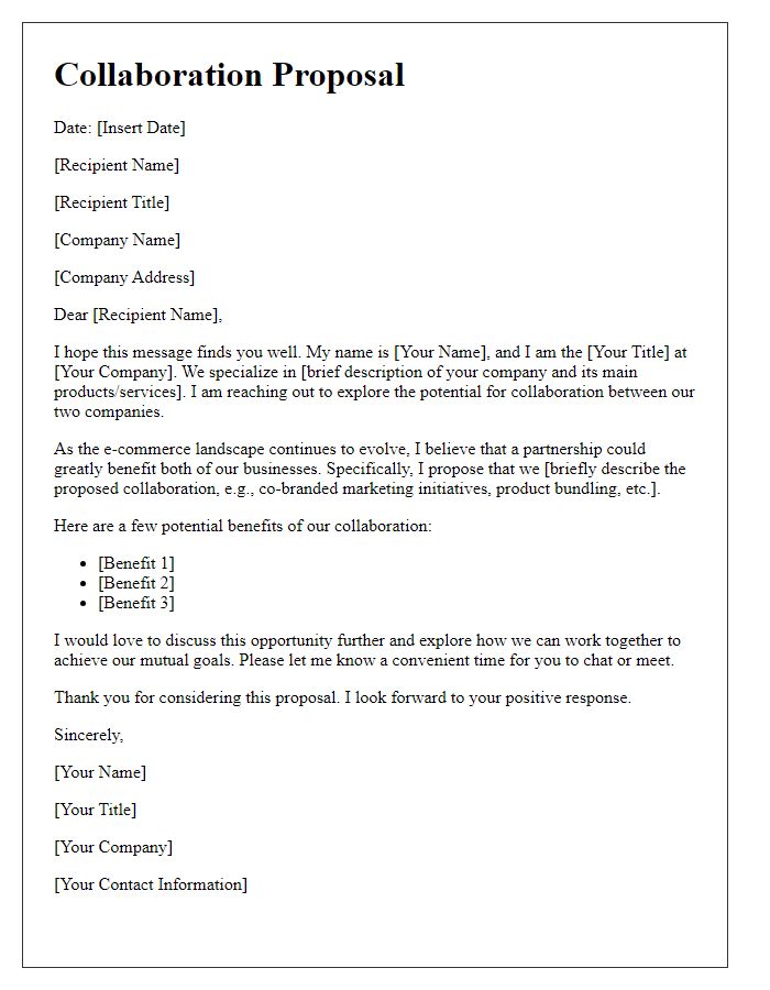 Letter template of e-commerce collaboration proposal