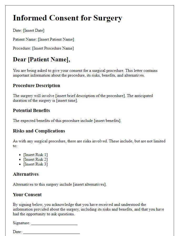 Letter template of informed consent for surgery