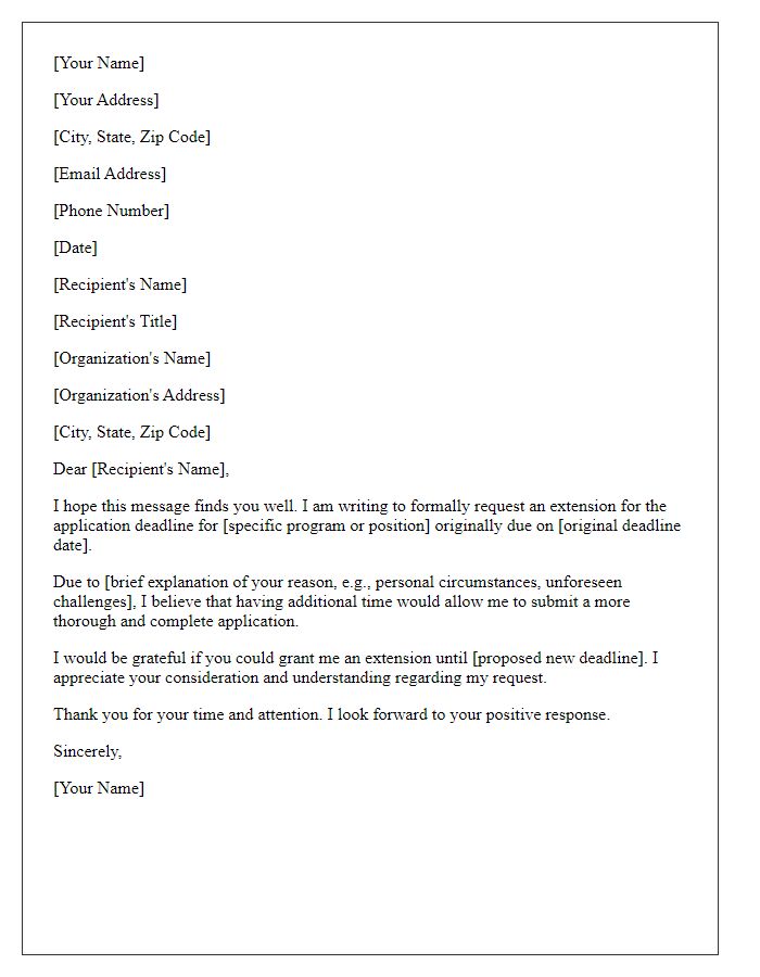 Letter template of request for application deadline extension
