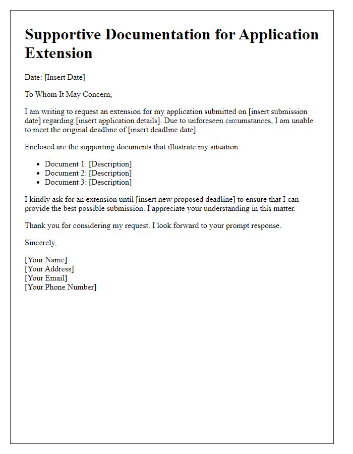 Letter template of supportive documentation for application extension