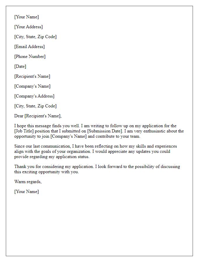 Letter template of application follow-up