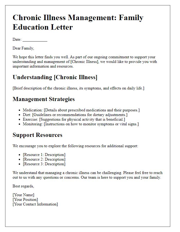 Letter template of chronic illness management for family education