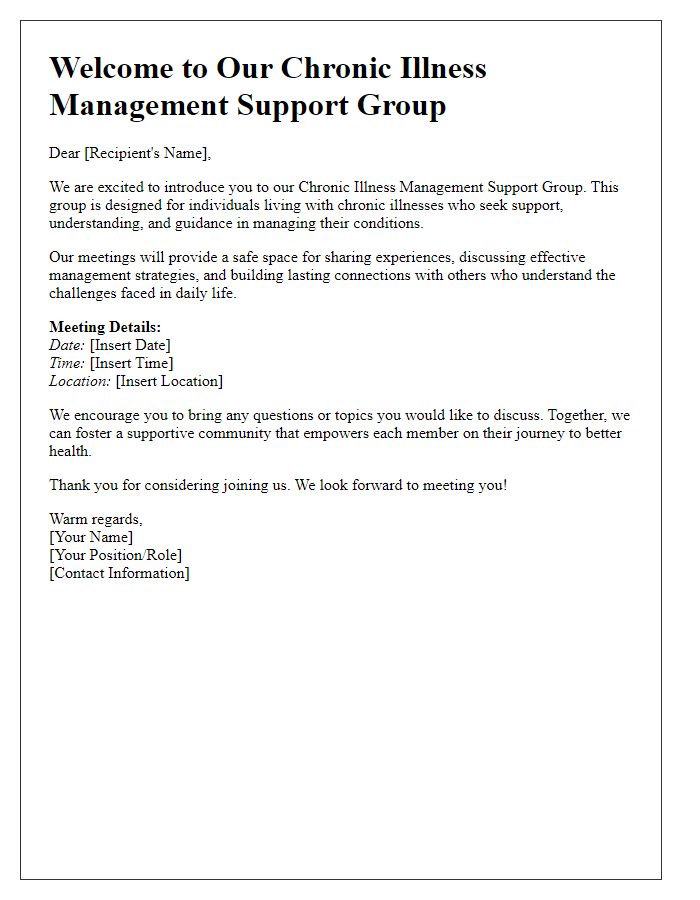 Letter template of chronic illness management for support group introduction