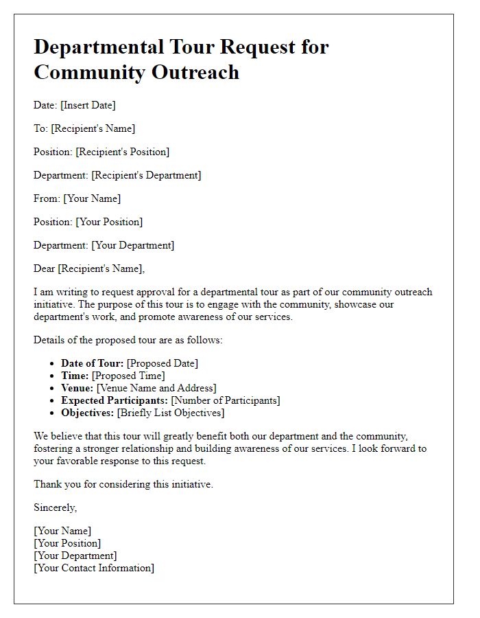 Letter template of departmental tour request for community outreach