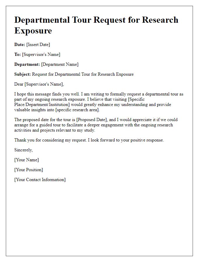 Letter template of departmental tour request for research exposure