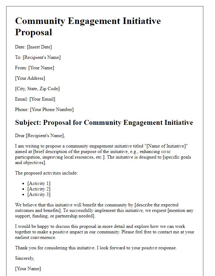 Letter template of community engagement initiative proposal