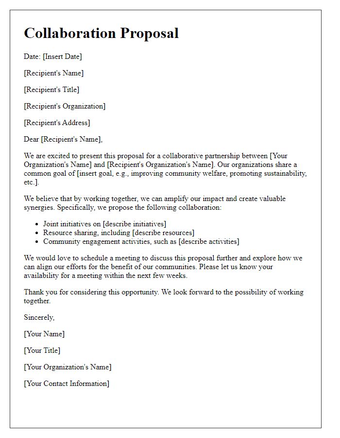 Letter template of local partnership collaboration proposal