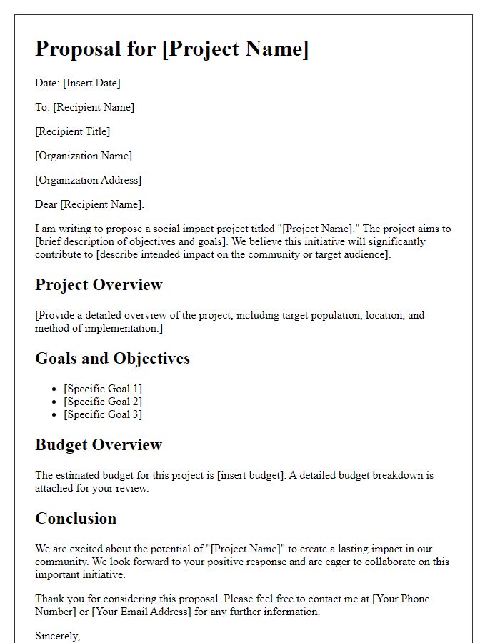 Letter template of social impact project proposal