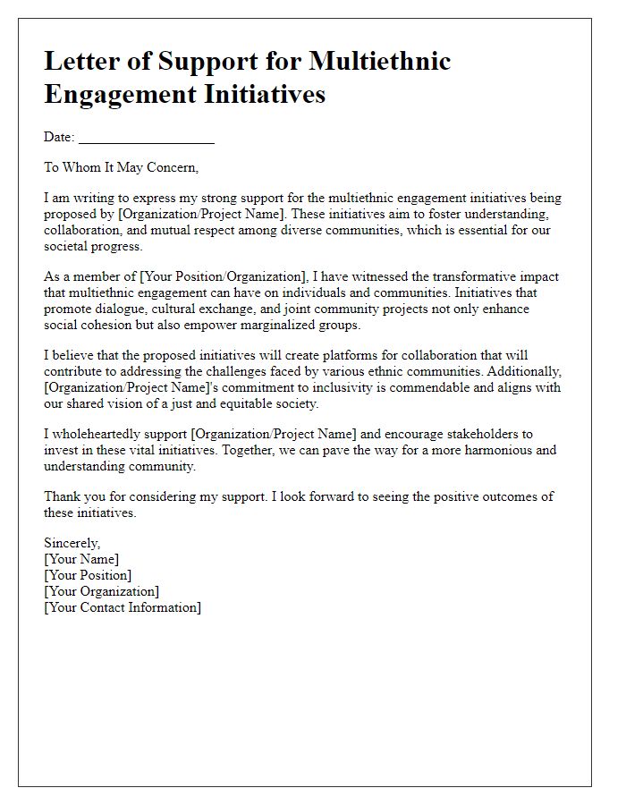 Letter template of support for multiethnic engagement initiatives