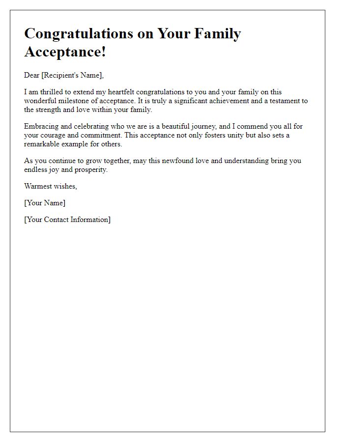 Letter template of congratulations on family acceptance