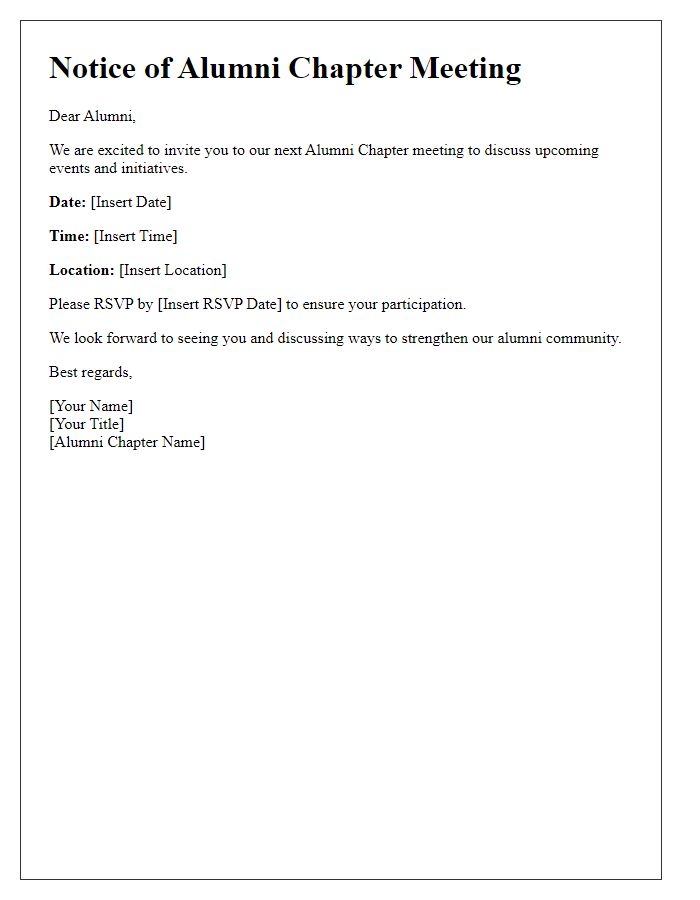 Letter template of alumni chapter meeting notice