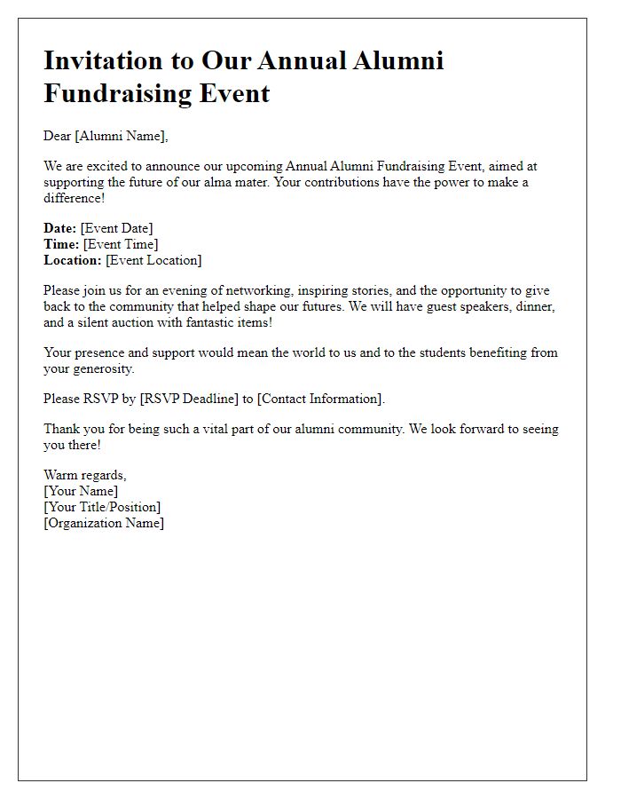 Letter template of alumni fundraising event notice