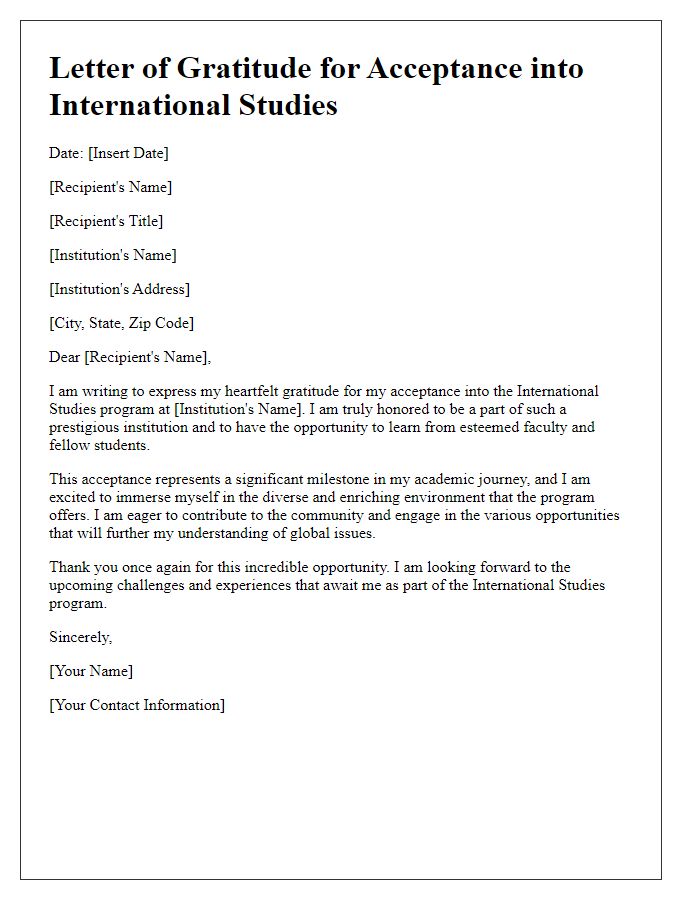 Letter template of gratitude for acceptance into international studies