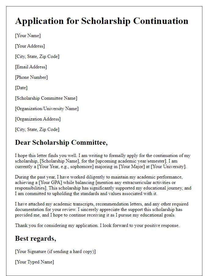 Letter template of application for scholarship continuation