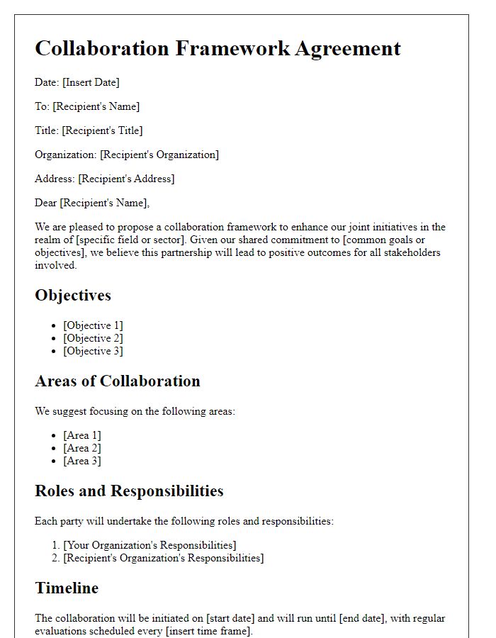 Letter template of collaboration framework for international initiatives