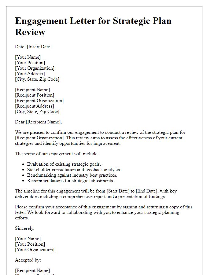 Letter template of engagement for strategic plan review