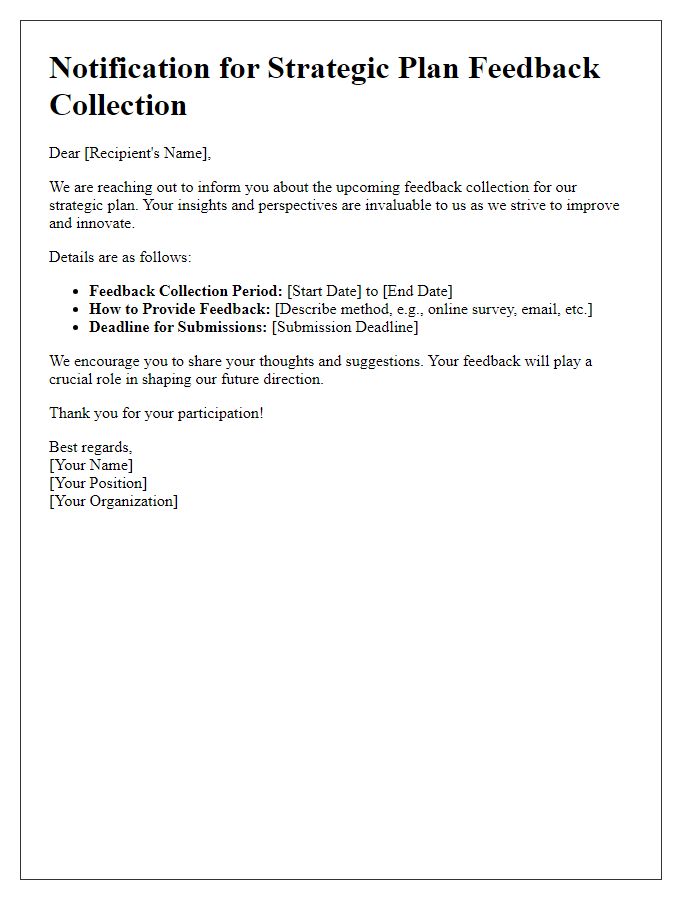 Letter template of notification for strategic plan feedback collection