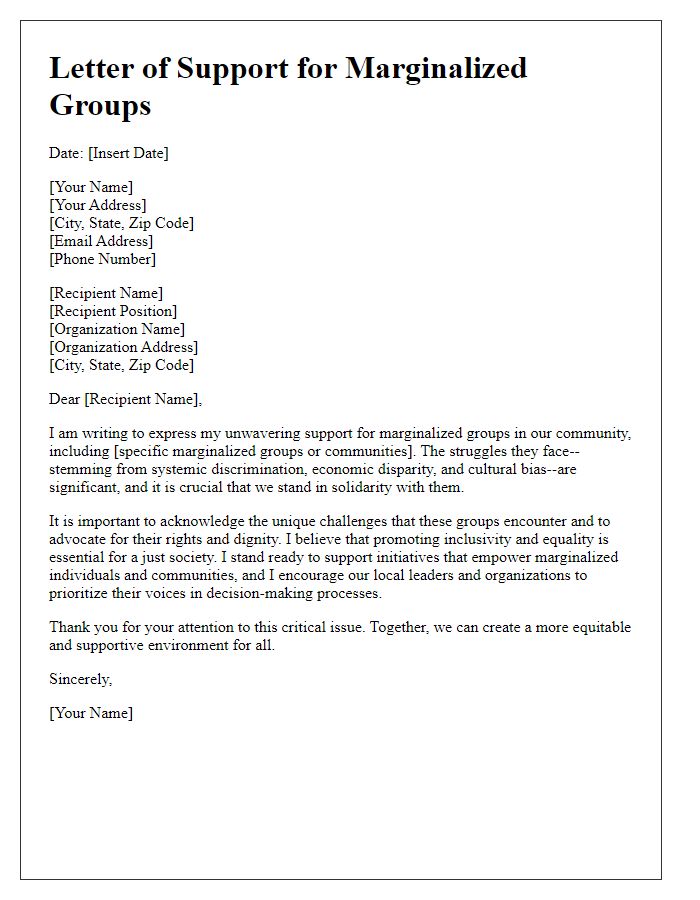 Letter template of support for marginalized groups