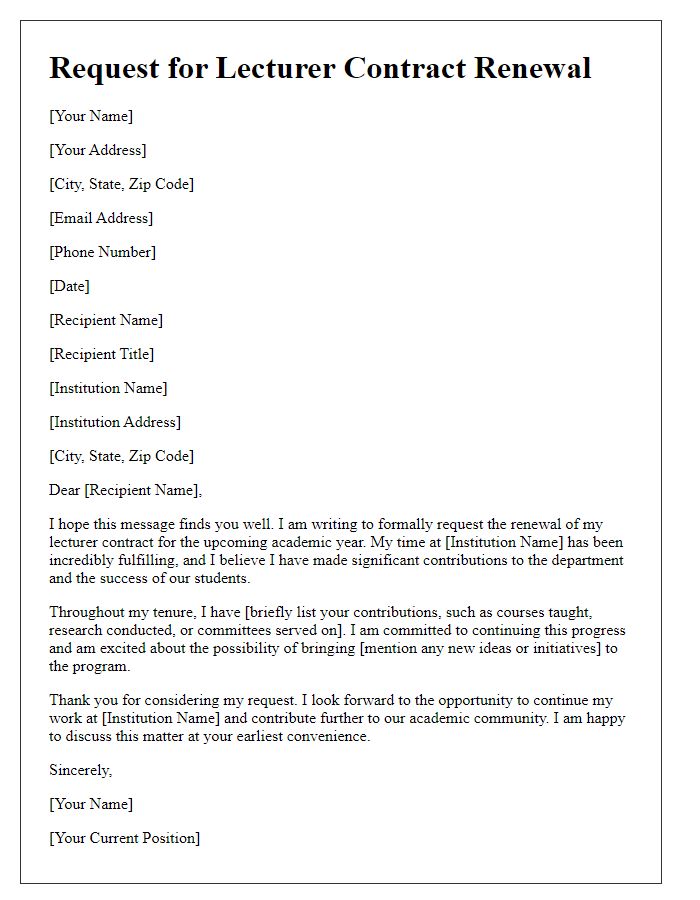 Letter template of request for lecturer contract renewal