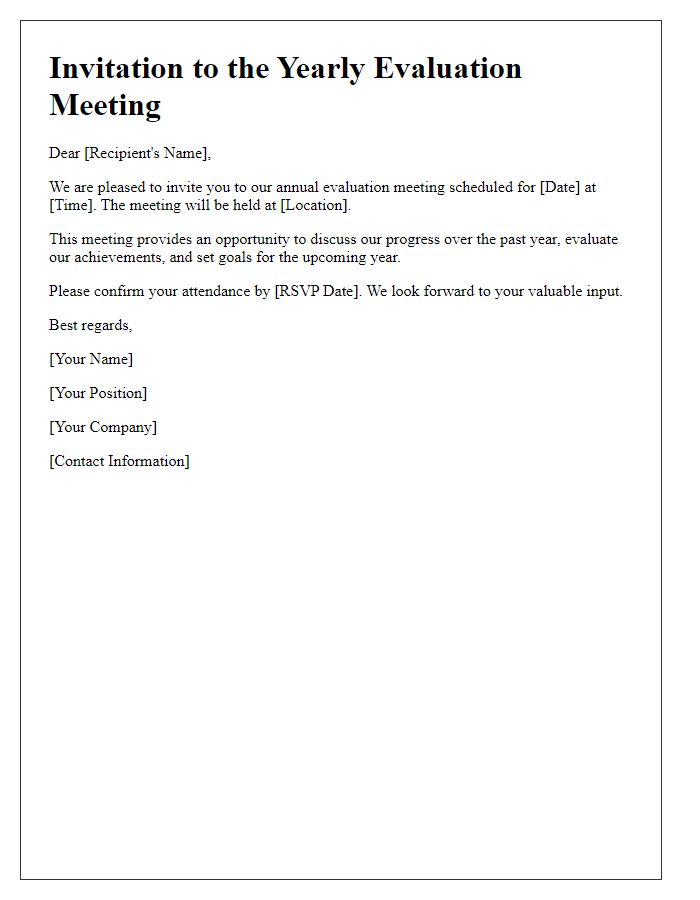 Letter template of invitation to the yearly evaluation meeting