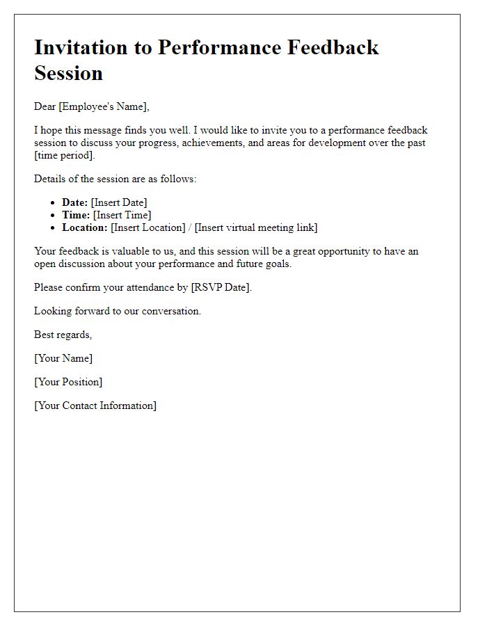 Letter template of performance feedback session invitation