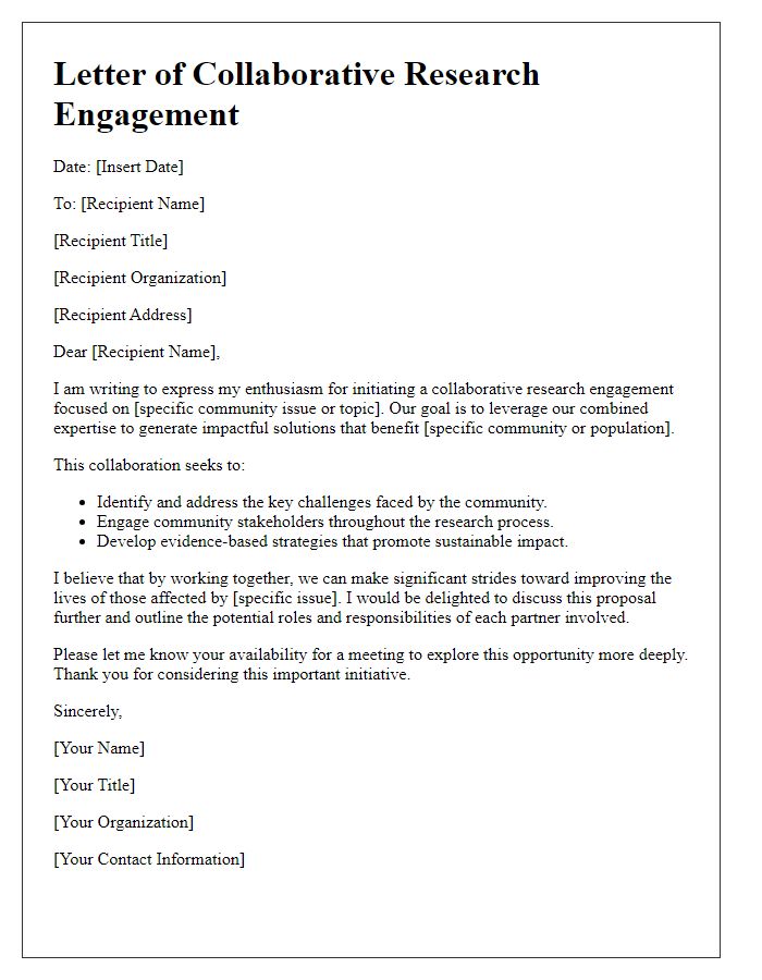 Letter template of collaborative research engagement for community impact