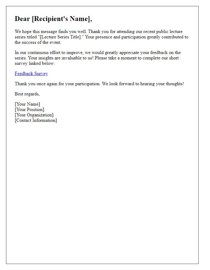 Letter template of feedback request after public lecture series