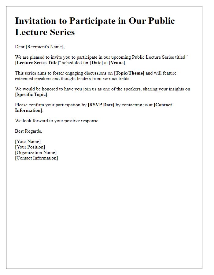 Letter template of invitation for public lecture series participation