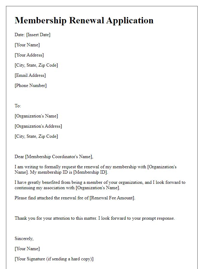 Letter template of Membership Renewal Application