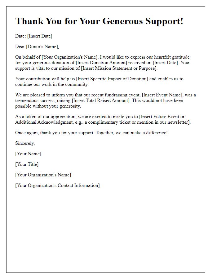 Letter template of donor acknowledgment for fundraising events