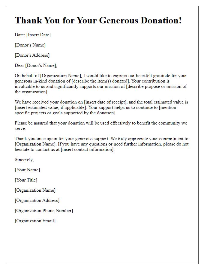 Letter template of donor acknowledgment for in-kind donations