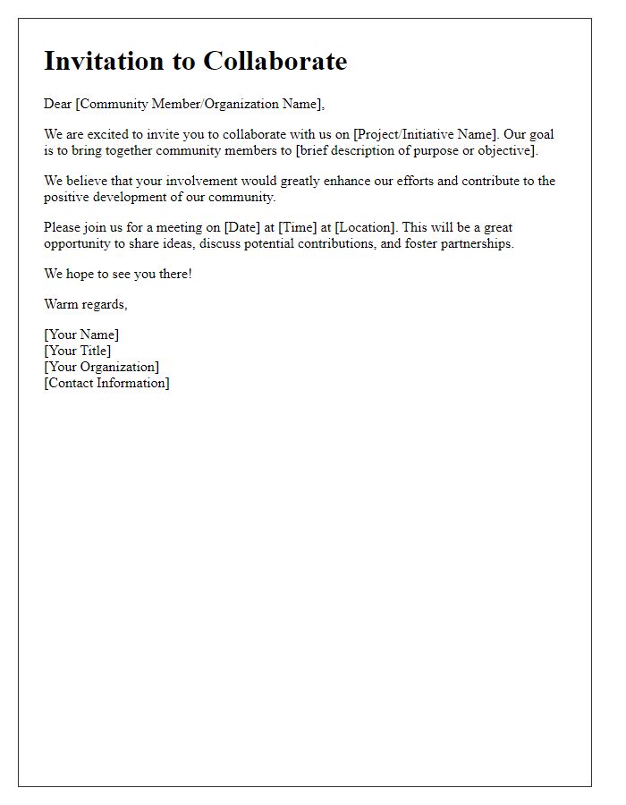 Letter template of community collaboration invitation