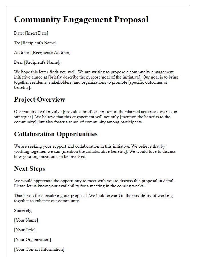 Letter template of community engagement proposal