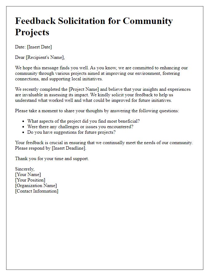 Letter template of feedback solicitation for community projects