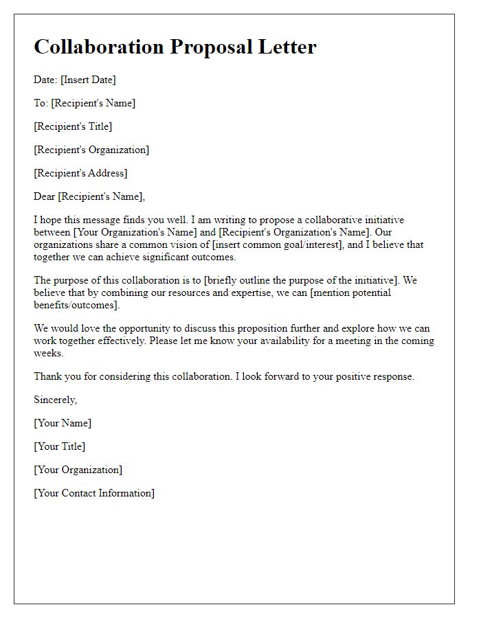 Letter template of collaborative initiative proposition