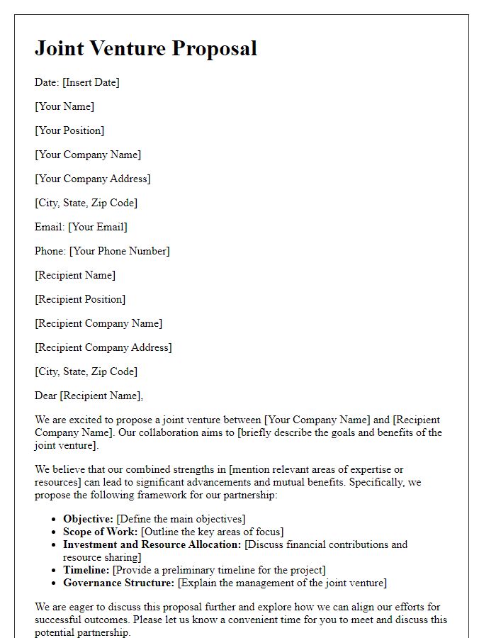 Letter template of joint venture proposal