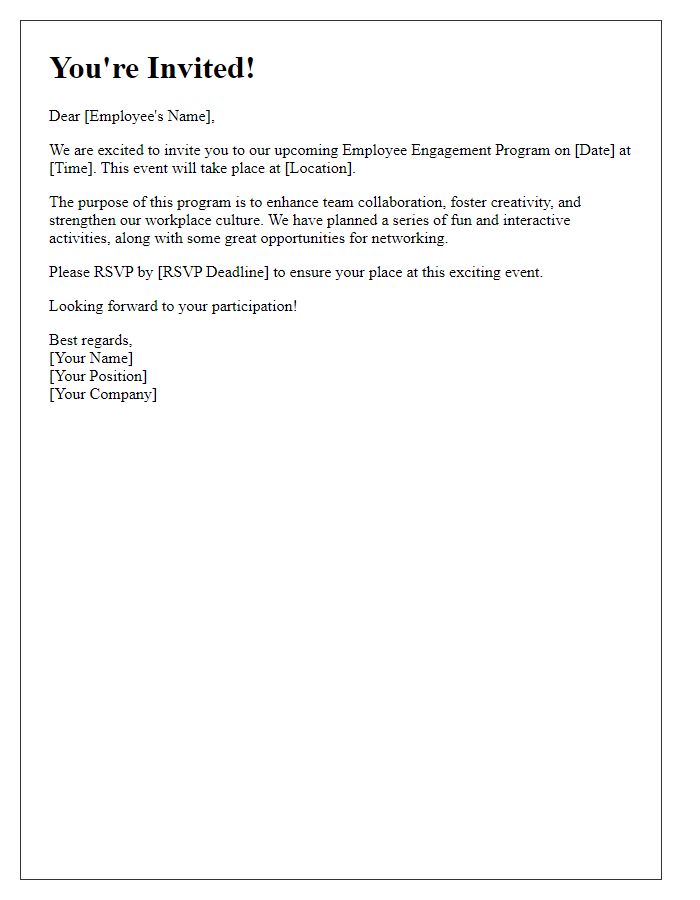 Letter template of Invitation to Employee Engagement Program