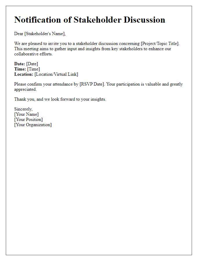 Letter template of stakeholder discussion notification