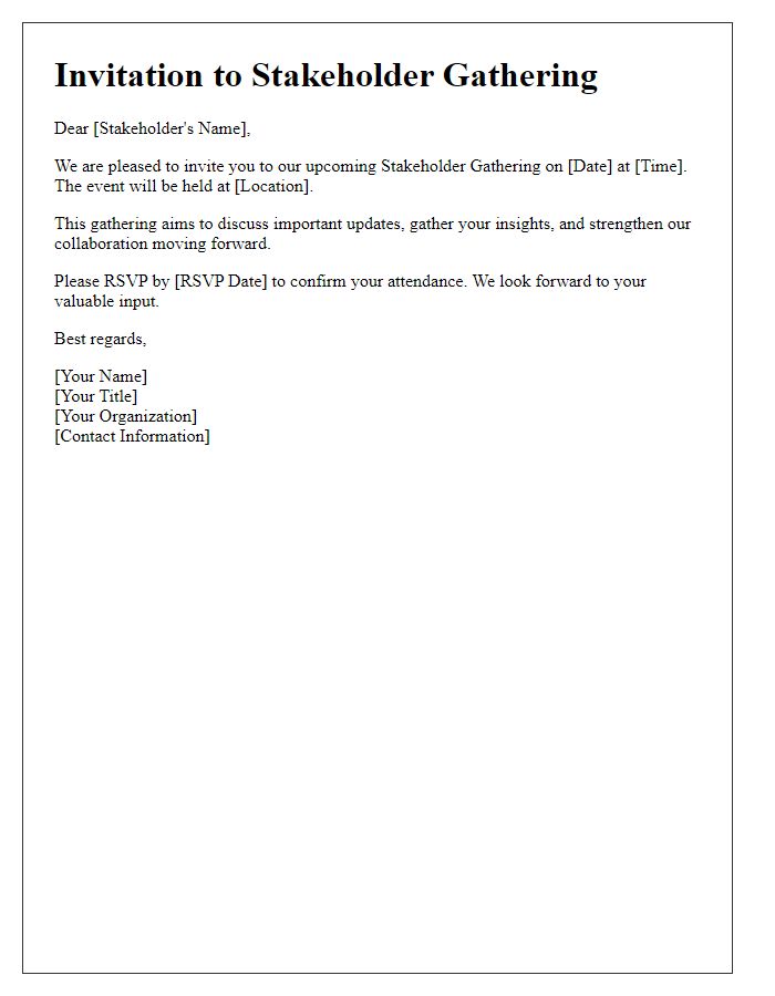 Letter template of stakeholder gathering invitation