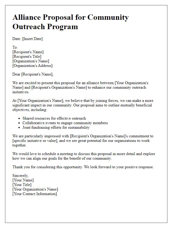 Letter template of alliance proposal for community outreach program