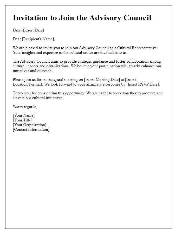 Letter template of Advisory Council Invitation for Cultural Representatives