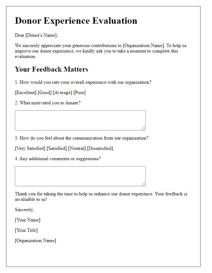 Letter template of donor experience evaluation