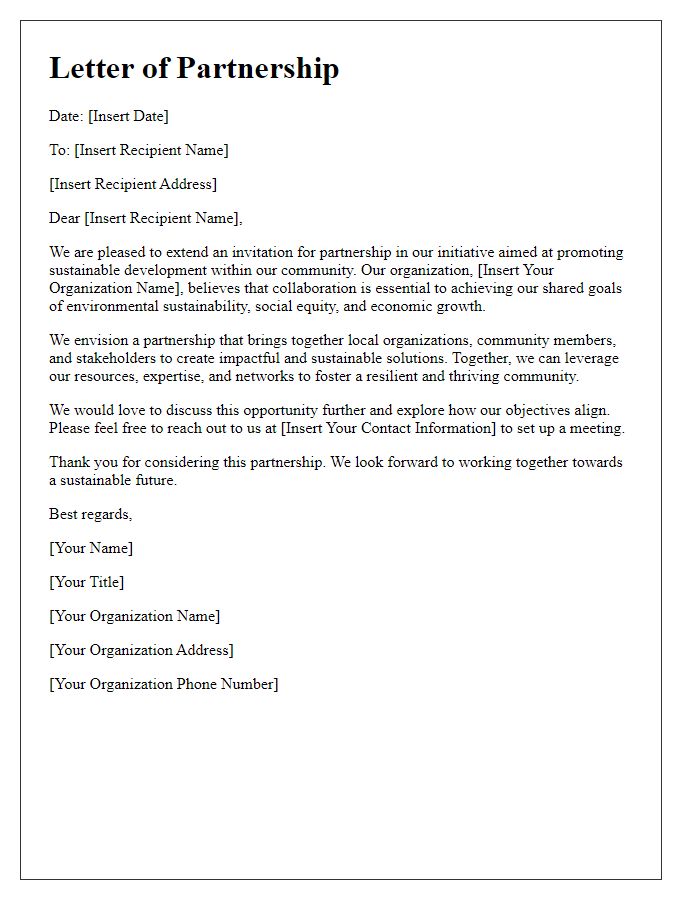 Letter template of Community Partnership for Sustainable Development