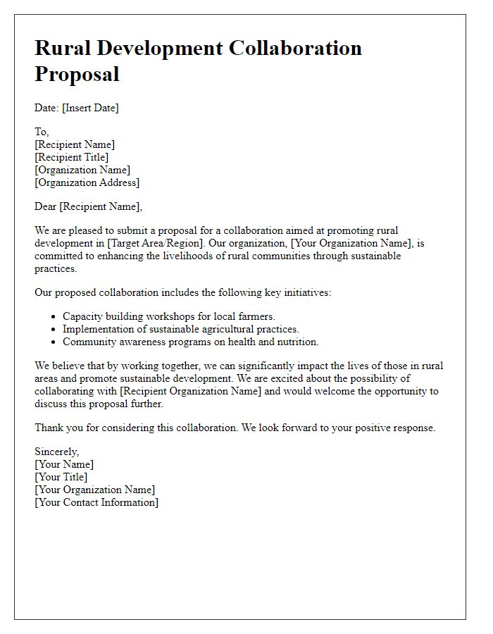 Letter template of Rural Development Collaboration Proposal