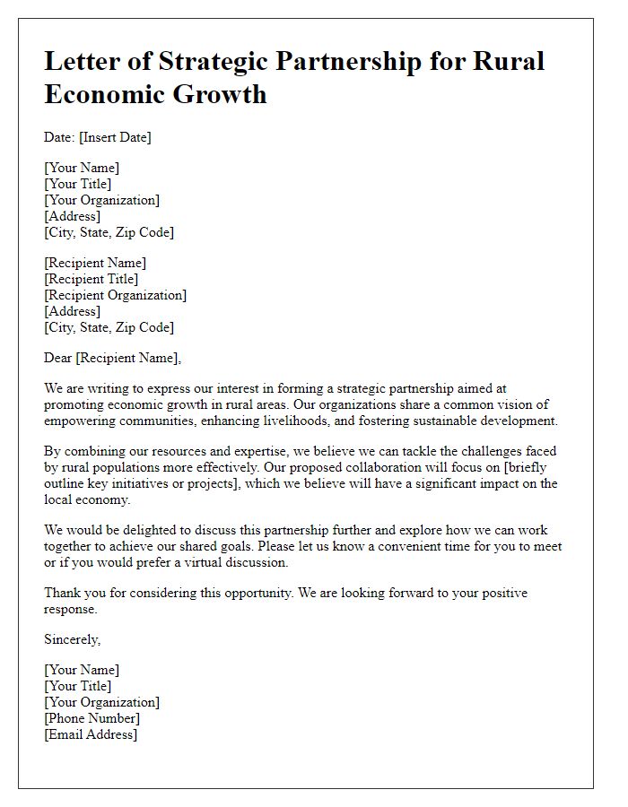 Letter template of Strategic Partnership for Rural Economic Growth