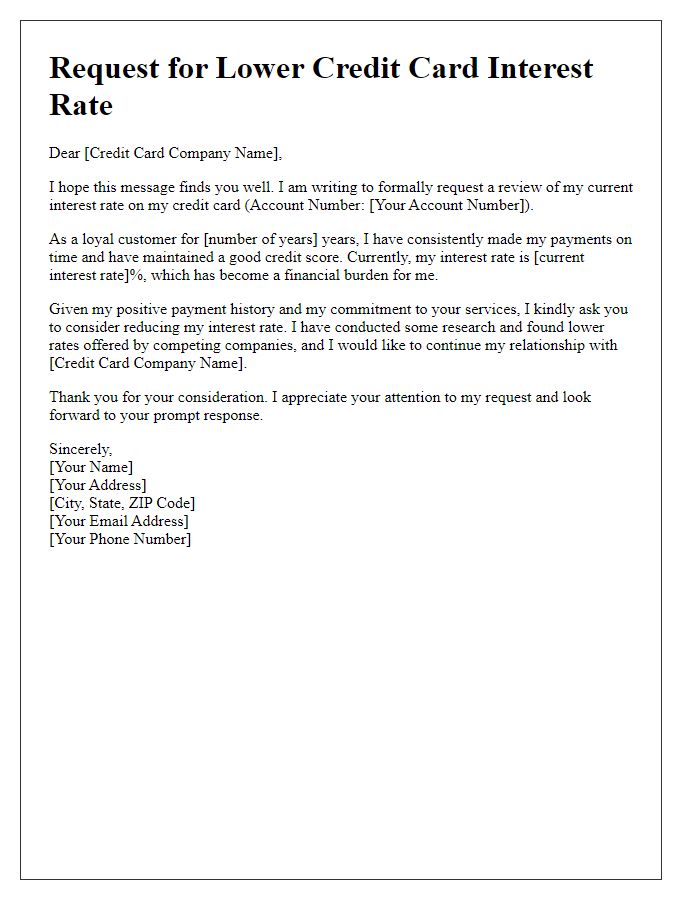 Letter template of appeal for lower credit card interest charges