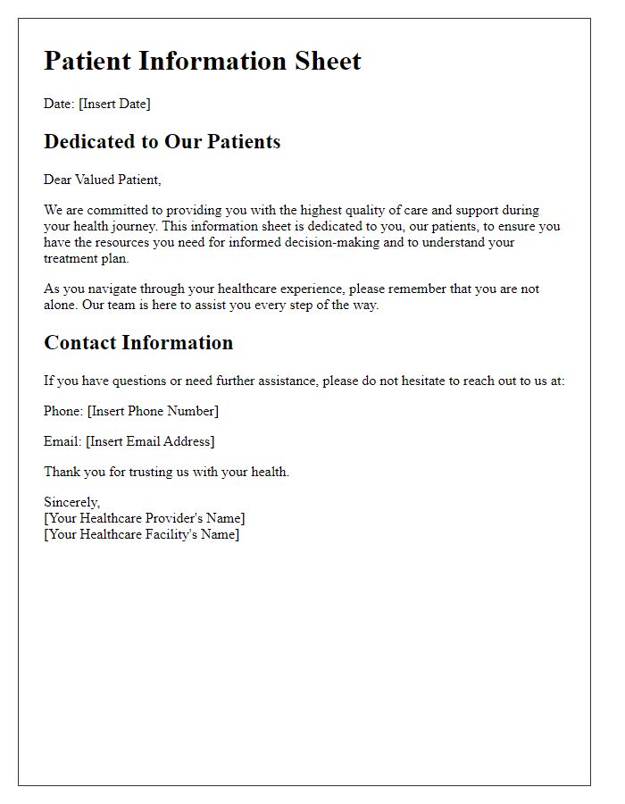 Letter template of patient information sheet dedication