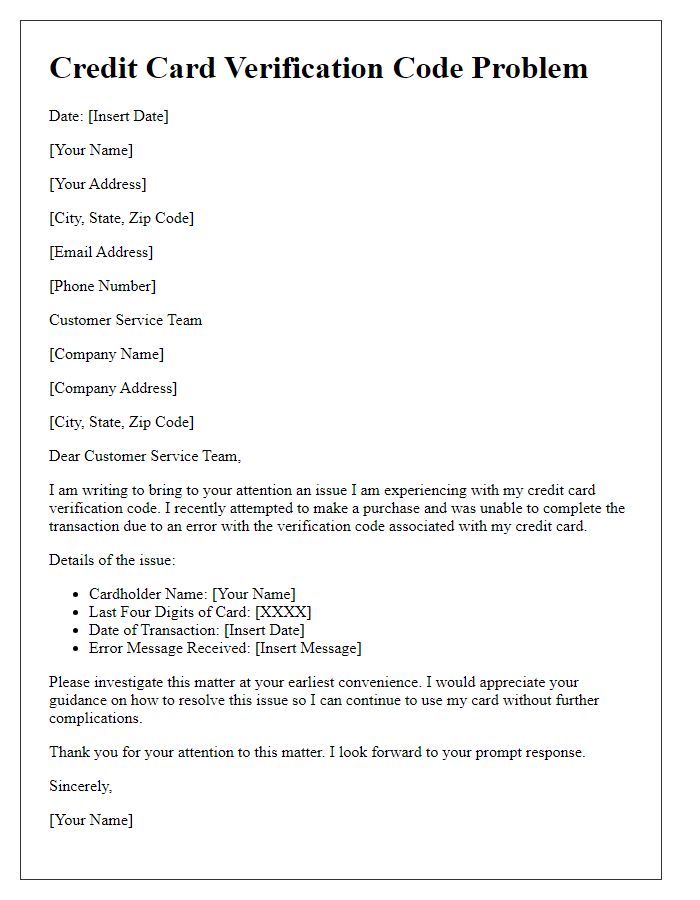 Letter template of credit card verification code problem