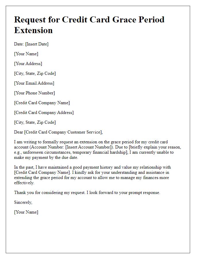 Letter template of request for credit card grace period extension